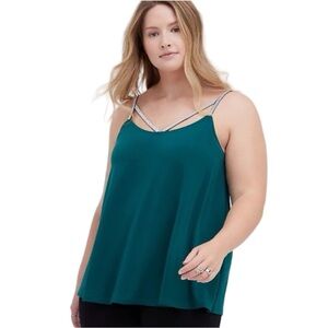 Torrid Jewel Swing Cami Green Bling Straps size 5X Plus 
NWT